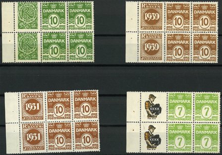 Danmark - Samling af reklamevedhæng på 1 indstikskort - Postfrisk