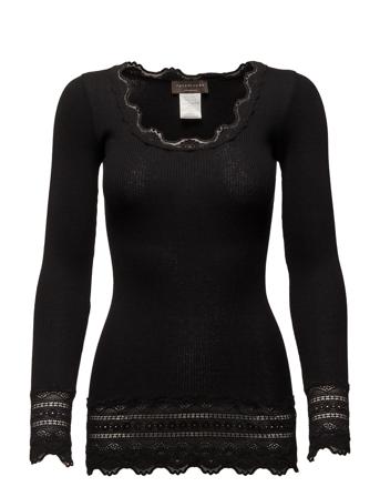 Silk T-Shirt W/ Lace Black Rosemunde