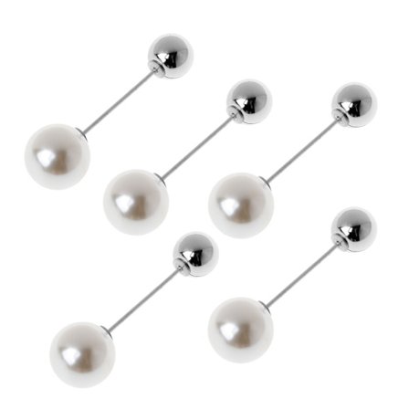 5 stk./sæt imiteret dobbelt perlebroche til kreativ sweater sjal klips tørklædestifter Smykker dekoration tøj reversnål til W