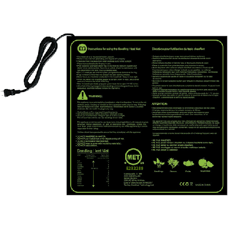 1-rums elektronisk varmemåtte, varmemåtte til frøplanter med elektronisk havebrugsspiring med opbevaringspose 50 x 52,5 cm