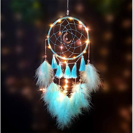 Drømmefanger Håndlaget Drømmefangere for Soverom Veggdekorasjon (Lyseblå)