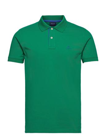 Contrast Collar Pique Ss Rugger Polos Short-sleeved Grön GANT