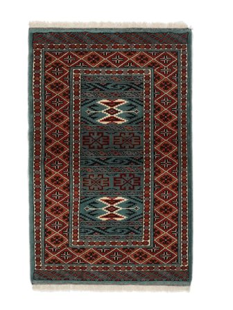 84X128 Dywan Turkmeński Orientalny Czarny/Ciemnoczerwony (Wełna, Persja/Iran) Carpetvista