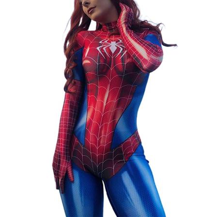 Spider Woman Jumpsuit Cosplay Party Spiderman Strumpbyxor Bodysuit Rollspel Kostym 2XL