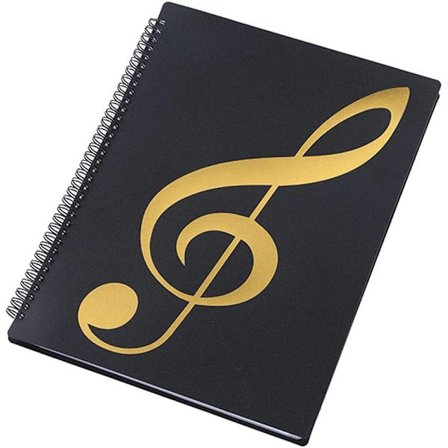 Nodeholder til noder 40 sider, A4 format, plast, foldbar, vandafvisende, med indvendig lomme til noder, til klaver, guitar og violin