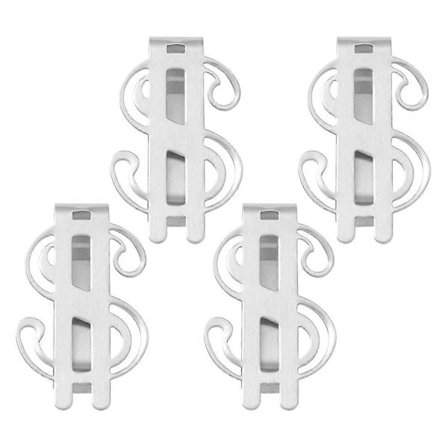 Pengeclips til kontanter og kort, slankt design til kontor og fritid, 4 stk.