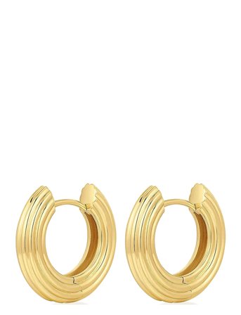 LUV AJ | The Mini Ridged Amalfi Hinge Hoops- Gold | ONE SIZE