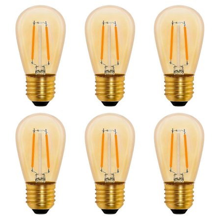 S14 Vintage LED Filament Pære E27, 1w Amber Edison Erstatning 10w Glødepære, Ikke-dæmpbar, Varm Hvid 2200k, Ac 220v, Pakke med 6 (FMY)