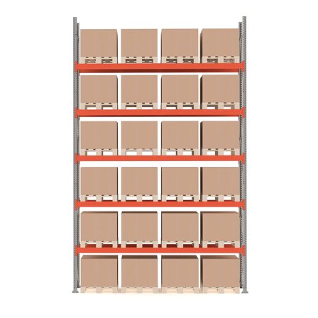Palettenregal ULTIMATE, Grundmodul, 6000 x 3600 x 1100 mm, 24 Paletten à 500 kg