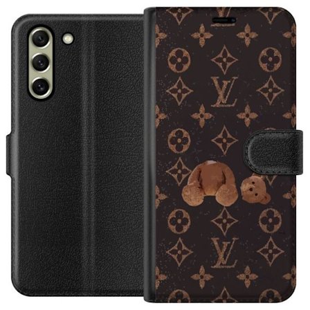 Kompatibel Tegnebogsetui til Samsung Samsung Galaxy S21 FE 5G Luksuriøst monogrammønster med knust bamse i mørk modeæstetik