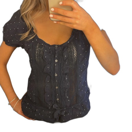 Mörkblå prickig blus från Hollister