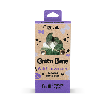 Green Bone - Etterfylling av biologisk nedbrytbare hundeposer med vill lavendel Grønn 120 poser - Hund - ZOO.no