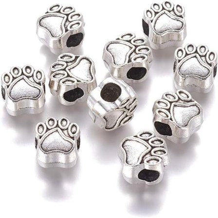 Silver Hund Cat Paw Stort Hål Pet Footprint