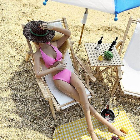 1:6 Dukkehus Mini Stol Sammenleggbar Dekk Lounge Stol Strand Stol Møbler Dekor