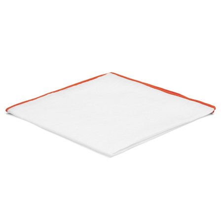 Batistă de buzunar albă cu margini cărămizii pentru bărbați - Batiste de buzunar monocrome