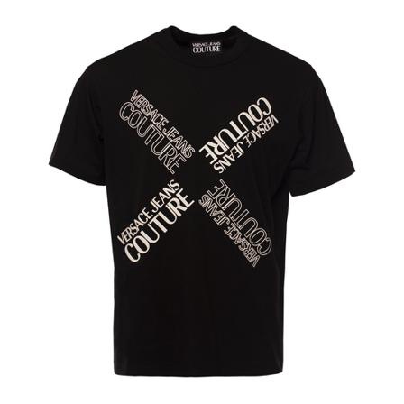 Versace Jeans Couture, logo-print organic cotton T-shirt Zwart, Heren, Maat:M
