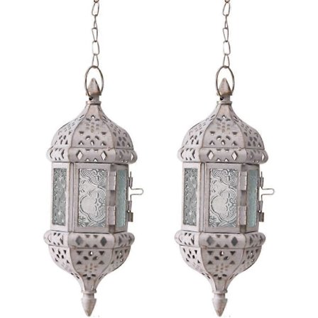 2025 Nye 2 stk. hengende lyslykt Retro Marokkansk lysestake Hul metallglass lysestake