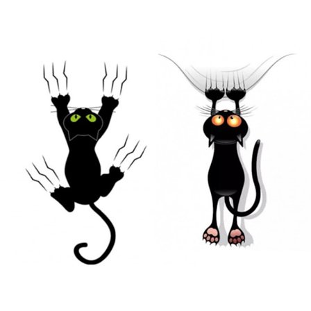 2 kpl 21 cm hauskoja kissatarroja autoon, söpö kissatarra autoon musta kissa autotarrat kissa vinyyli St