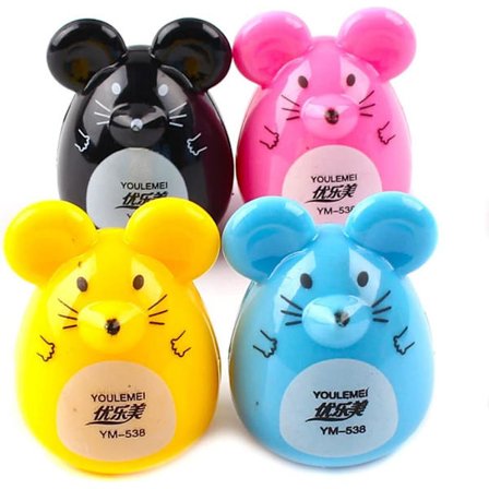 SAYTAY Plast Tegneserie Dyr Mus Blyantspidser, Manuel Stor Øjenbrynsblyant Cutter Mini Lomme Blyantspidser Tilbehør ST-001