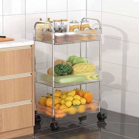 3-lags Akryl Rullebord med Hjul - Hylder til Snacks, Kosmetik, Bøger & Mere