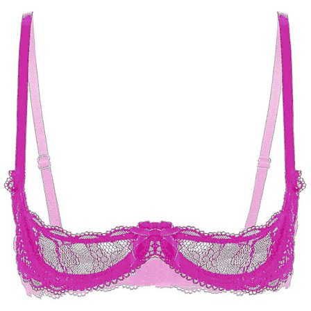 Dame 1/4 Cup Bøyle BH Halterneck O Ring Gjennomsiktig Blonde Push Up BH Undertøy Bryst Åpen BH Undertøy Xinmu