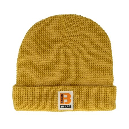 Brixton - Gul cuff Beanie - Builders Waffle Knit Beanie Yellow Cuff @ Hatstore
