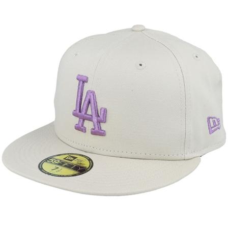 New Era - Los Angeles Dodgers League Essential 59FIFTY Stone Gray/Purple Fitted Fitted Grey Cap - MLB @ Hatstore