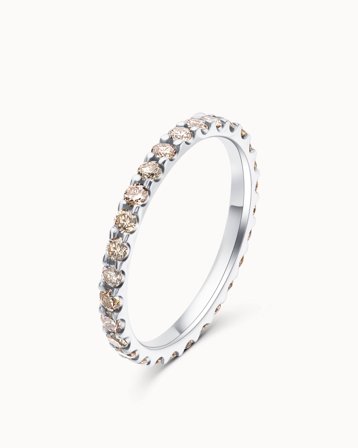 Lunette Diamond Ring Champagne Diamonds 950 Platinum - Eternity Rings from Vanbruun