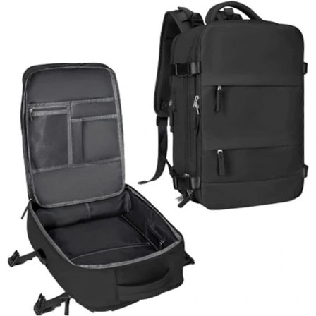 Rejserygsæk, Stor Vandtæt Rejserygsæk, Udendørs Vandrerygsæk til Kvinder Mænd (Sort)