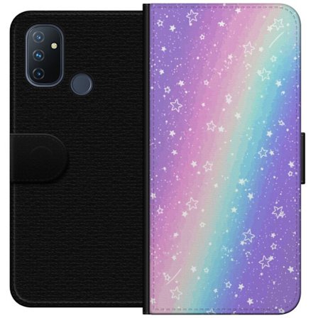 Kompatibelt Lommeboketui til OnePlus Nord N100 Rainbow-farget pastellbakgrunn med hvite stjerner og gnistrende prikker i myk overgang