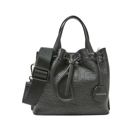 Cole Haan, Quilted Logo Small Bucket Bag Zwart, Dames, Maat:ONE Size