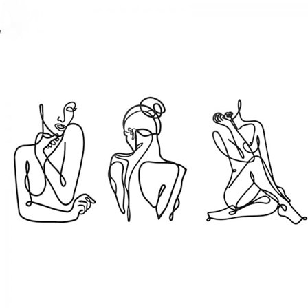 3 stk. metall veggdekorasjoner svart metall veggkunst unik strektegning minimalistisk abstrakt kvinne moderne veggskulpturer kvinne dekorativt 