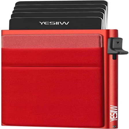 Pung til kvinder og mænd Pop up Slim Card Pung RFID-blokering med pengelomme | Minimalistisk kreditkortholder til kvinder | Rosarød