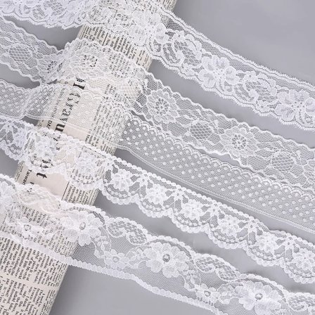 Width 13-165mm White Springy Lace Fabric Trim Ribbon Garment Accessories For DIY Clothing Wedding Decoration 10 Yard/lot
