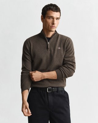 GANT - Lammeullsgenser med half-zip til herre seawood melange
