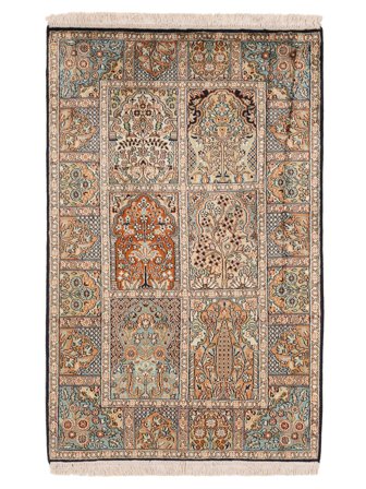 Kashmir Pure Silk Rug Oriental Brown/Beige (Silk, India)