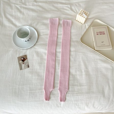 lys rosa - Nye moteriktige damestrømper i ensfarget tynt pustende enkelt langt knestrømpe Elegant Trendy benvarmere for kvinner