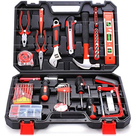 110-delers komplett verktøysett - med hammer, tang, skrutrekkerbitssett for daglig vedlikehold i hjemmet