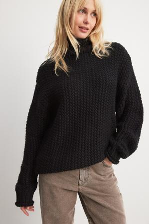NA-KD Trend Pull oversize épais en maille - Tricot épais - Noir - XX-Small/X-Small