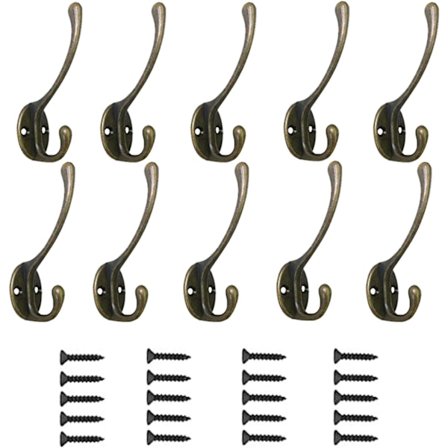 Svart Kappkrok, 10 stycken Stora Dubbla Fästen Metall Rob