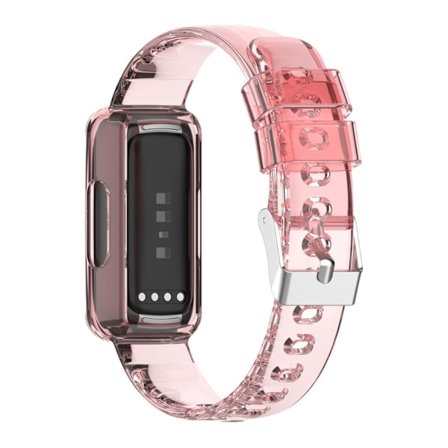 Fitbit Inspire 3 silikoneurrem med cover - Gennemsigtig Pink