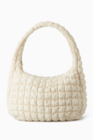 COS Women's Oversized Quilted Crossbody Bag in Beige