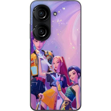 Yhteensopiva Puhelinkuori Asus Zenfone 10 Tulevaisuuden popdivat neonväreissä, joilla on taianomaisia yksityiskohtia unenomaisen galaksitaustan edes