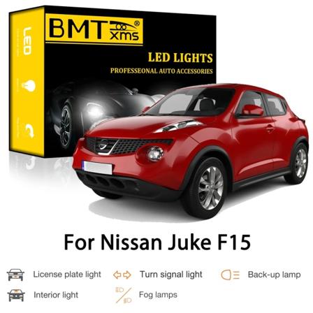 BMTxms Canbus För Nissan Juke F15 2010-2015 Bil LED Exteriör Interiör Parkering Blinkers Reverserande registreringsskylt Ljus Dimljus Interior light-
