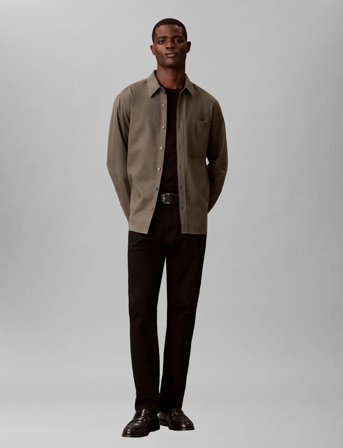 Calvin Klein Jeans Ls Melange Flannel Easy Shirt - Khaki green - S