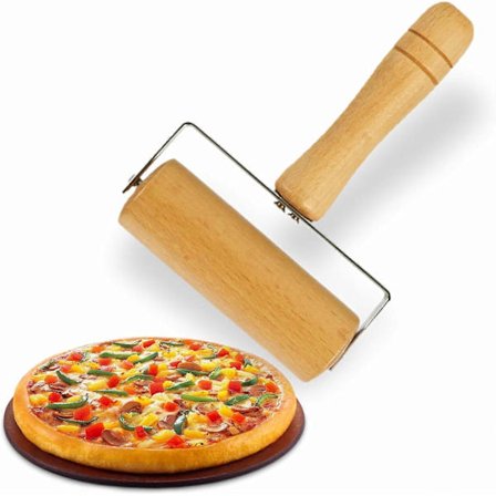 Dejrulle T-formet Trærulle Pizzarulle Kraftigt Håndtag Rulle til Bagning Pizza Pasta Tærte Bagværk Tærteskal Kager (1 stk)
