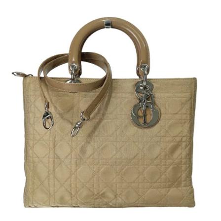 Dior Vintage, Pre-owned Handbag Beige, Dames, Maat:ONE Size,nylon,stipje