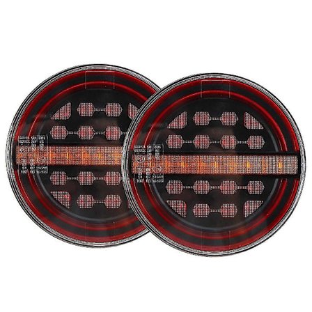 2 st 13,5 cm Rund Led Lastbils Släpvagn Bakljus Bromsljus Drl Flytande Blinkers Lampa Bil Båtar Va