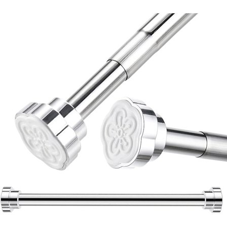 Udtrækkelig Stang, 40-55cm, Teleskopstang i Rustfrit Stål, Gardinstang, Brusehovedstang, Tøjstativ