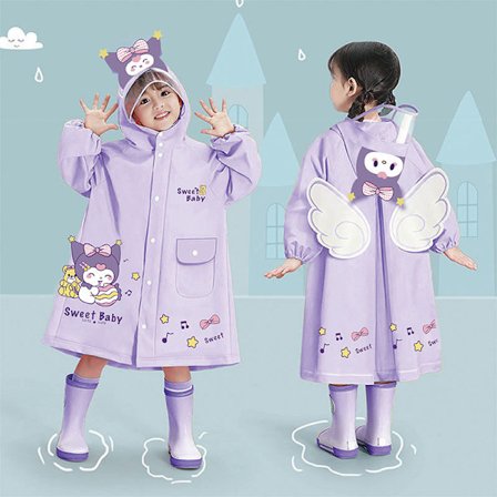 Børns regnfrakke drenge og piger folkeskoleelever ny stil børn 3-10 år gamle børn går i skole med skoletasker regnfrakke